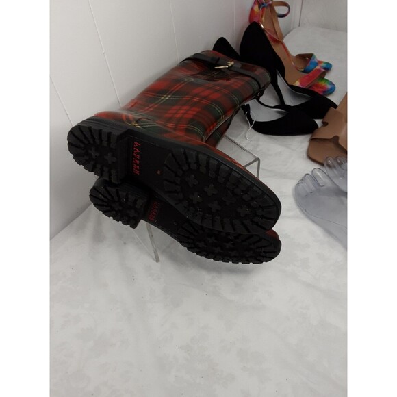 Lauren Ralph Lauren Women's Size 6B Rossalyn II Red Tartan Plaid Rain Boots - Picture 4 of 5